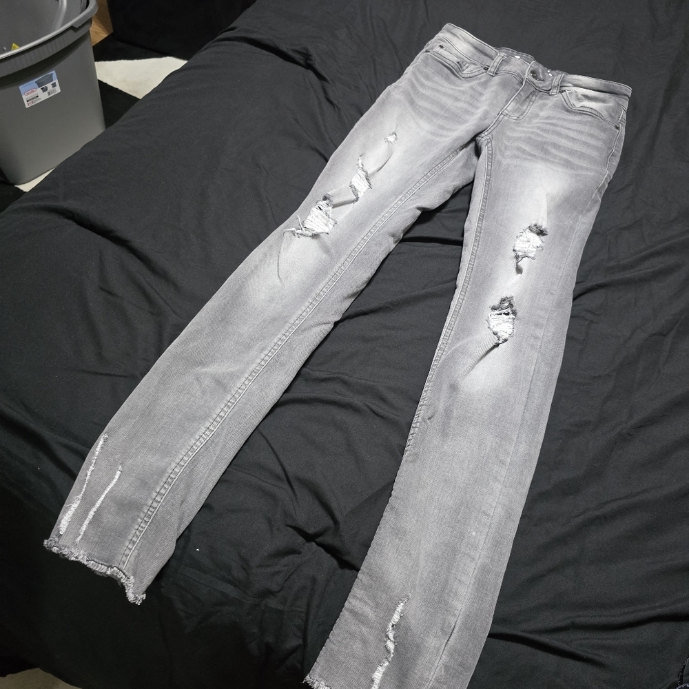 Jeaniologie Distressed Gray Jeans, US 4